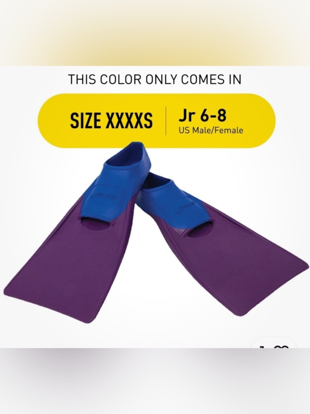 Finis Long Floating Swim Fins -Child Training Fins Blue Purple little kid sz 6-8